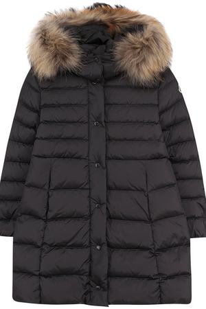 Пуховое пальто на молнии с капюшоном и меховой отделкой Moncler Enfant Moncler D2-954-49392-25-54155/4-6A вариант 3