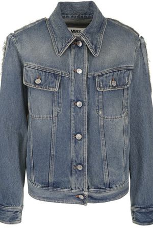 Джинсовая куртка прямого кроя с потертостями Mm6 MM6 Maison Margiela S52AM0065/S30589 купить с доставкой