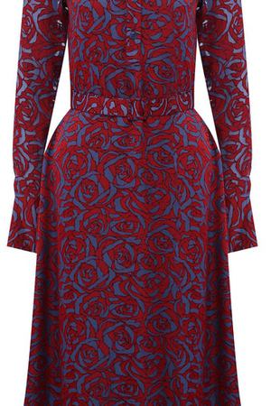 Приталенное платье из вискозы с поясом и принтом Poustovit Poustovit w19P-5319 купить с доставкой