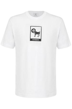 Хлопковая футболка с круглым вырезом и принтом Vetements Vetements UAH19TR303 купить с доставкой