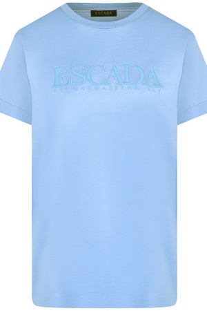 Однотонная хлопковая футболка с логотипом бренда Escada Escada 5027852 купить с доставкой
