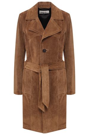 Кожаное пальто с поясом Saint Laurent Saint Laurent 535545/YC2QH купить с доставкой