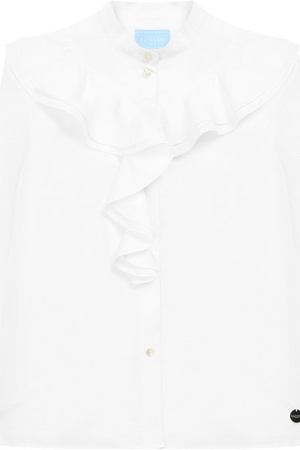 Хлопковая блуза с оборками и воротником-стойкой Lanvin Lanvin 4J5520/JA850/6-9 купить с доставкой