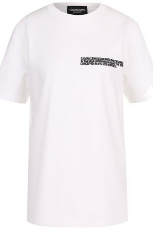 Хлопковая футболка с контрастной надписью CALVIN KLEIN 205W39NYC Calvin Klein 205W39nyc 81WWTB47/C182 купить с доставкой