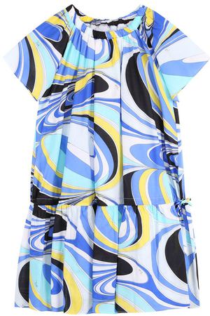 Хлопковое мини-платье свободного кроя с принтом Emilio Pucci Emilio Pucci 9I1101/IB680/10-14 купить с доставкой