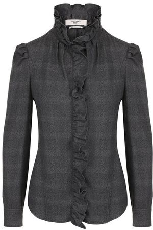 Хлопковая блуза с воротником-стойкой и оборками Isabel Marant Etoile Isabel Marant Etoile CH0260-18A014E/DULES купить с доставкой