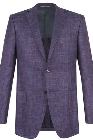 Однобортный пиджак из смеси шерсти и льна с шелком Canali Canali 23291/CU00383 купить с доставкой