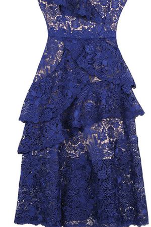 Приталенное кружевное платье-миди асимметричного кроя Alice + Olivia Alice + Olivia CC712D16516 купить с доставкой