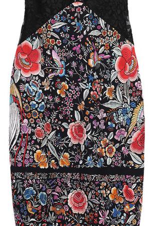 Платье-футляр с цветочным принтом и V-образным вырезом Roberto Cavalli Roberto Cavalli EQT135/0RB41 купить с доставкой