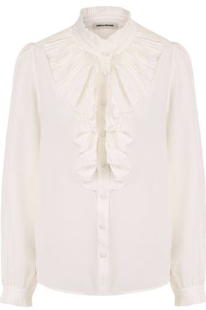 Шелковая блуза с воротником-стойкой и плиссированным оборками Zadig&Voltaire ZADIG&VOLTAIRE SGCP0502F купить с доставкой