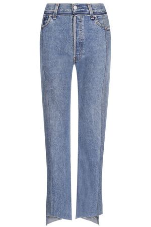Укороченные джинсы с потертостями Vetements Vetements WAH18PA5 купить с доставкой