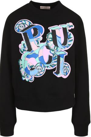 Хлопковый пуловер с круглым вырезом и принтом Emilio Pucci Emilio Pucci 8RJP75/8R985 купить с доставкой