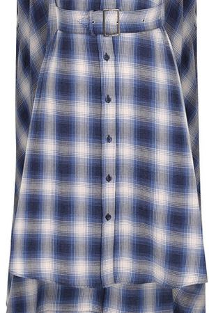 Хлопковая блуза асимметричного кроя с поясом Mm6 MM6 Maison Margiela S32CT0887/S48026 купить с доставкой