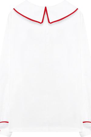 Хлопковая блуза с фигурным воротником и отделкой Oscar de la Renta Oscar De La Renta 18FGN700C0 купить с доставкой