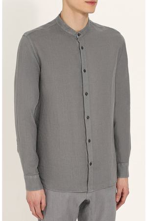 Льняная рубашка с воротником-стойкой 120% Lino 120% Lino N0M1159/B317/001 купить с доставкой
