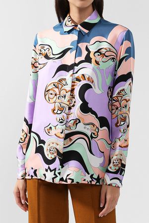 Шелковая блуза прямого кроя с принтом Emilio Pucci Emilio Pucci 8RRJ31/8R725 купить с доставкой