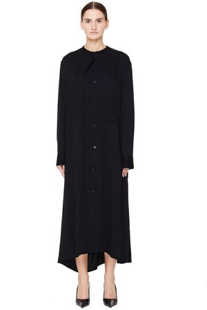 Черное платье с вырезом и драпировкой Yohji Yamamoto NV-D05-200/blk купить с доставкой