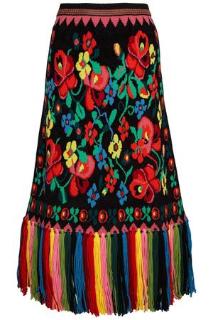 Шерстяная юбка с цветочным узором Gucci 47054230 купить с доставкой