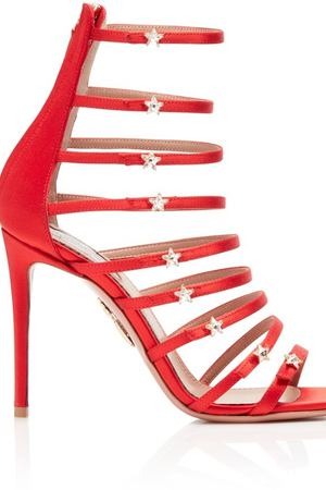 Босоножки из красного сатина Crystal Star Sandal 105 Aquazzura 97563784