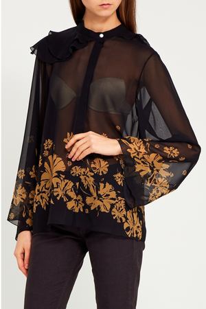 Черная блузка с цветами Chapurin 77869013 купить с доставкой