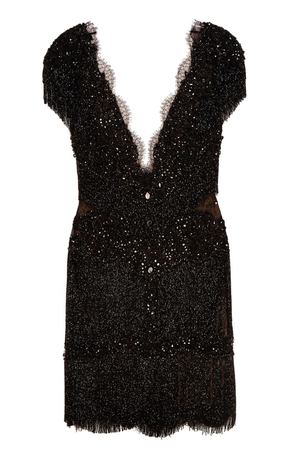 Черное платье с бахромой Marchesa 38872386 вариант 3