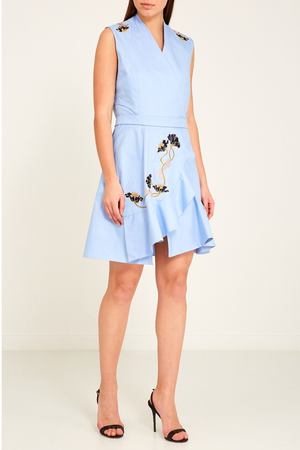 Голубое мини-платье с вышивкой Carven 9874376 купить с доставкой