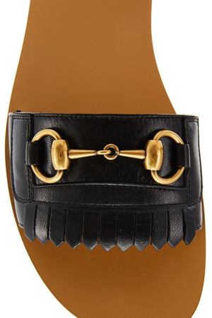 Черные кожаные сандалии Horsebit Gucci 47078877 вариант 2