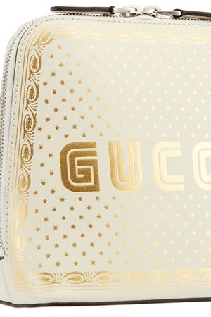 Белая кожаная сумка с принтом Gucci 47082829 вариант 2