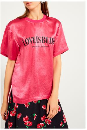 Розовая футболка с принтом Mo&Co 99988076 вариант 2 купить с доставкой