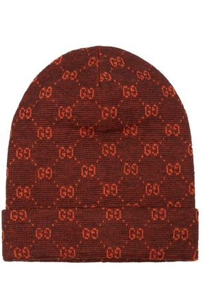 Коричневая шапка с монограммами Gucci 47096232