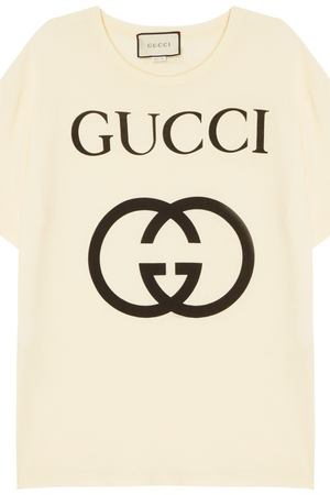 Хлопковая футболка с логотипом Gucci 47096236