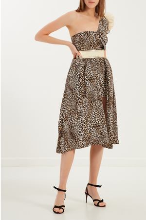 Асимметричное платье с леопардовым принтом Elisabetta Franchi 1732100152 купить с доставкой