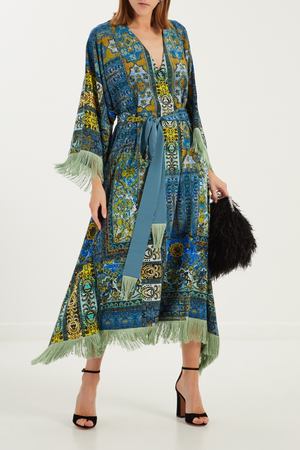 Голубое платье-халат с принтом Esve 100799865 купить с доставкой