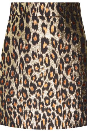 Леопардовая мини-юбка А-силуэта Miu Miu 375104652