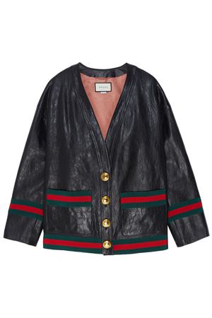 Кожаный кардиган с полосами Web Gucci 470107444 вариант 2