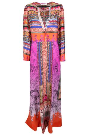 Разноцветное шелковое платье макси с этнопринтом ETRO 907108985 вариант 2