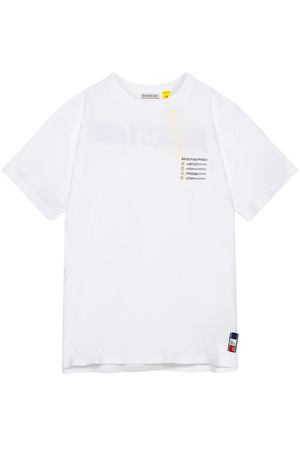 Белая футболка с принтом Maglia Moncler 34109972 купить с доставкой
