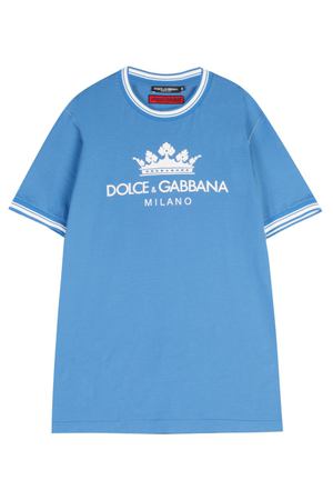 Голубая футболка с логотипом Dolce & Gabbana 599110237 купить с доставкой