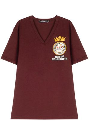 Бордовая футболка с V-вырезом Dolce & Gabbana 599110252 купить с доставкой