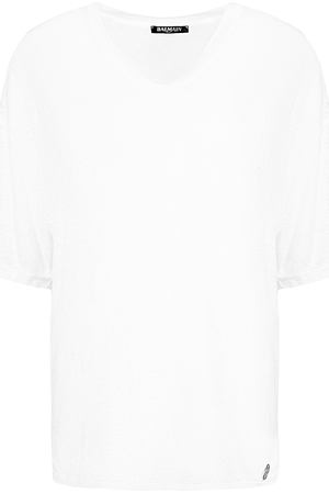 Льняная футболка  Balmain Balmain 138090m003 blanc Белый купить с доставкой