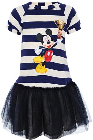 Платье в полоску с принтом "Mickey Mouse" Monnalisa 16581 купить с доставкой