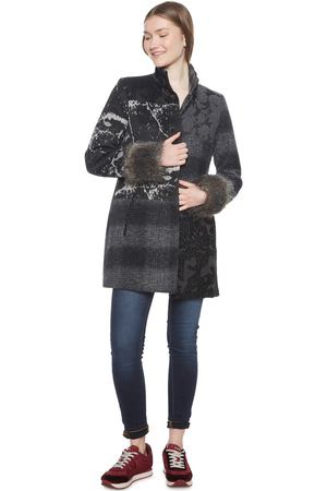 Пальто средней длины в стиле пэчворк из полушерстяной ткани Desigual 15269 купить с доставкой