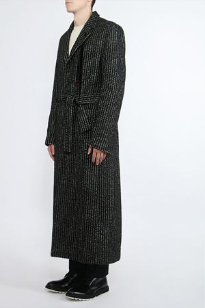 Однобортное пальто с поясом Damir Doma Damir Doma BF1M0018/F2602/полосы Черный Серый купить с доставкой