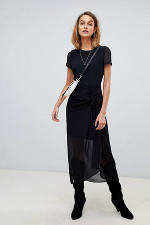 Платье со сборкой AllSaints - Черный AllSaints 113246 купить с доставкой