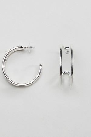 Серебристые двойные серьги-кольца ALDO Geradda - Серебряный ALDO 129549 купить с доставкой