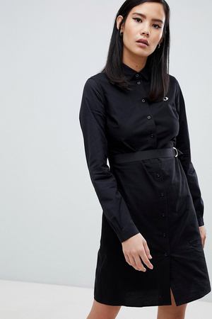 Черное платье-рубашка с контрастной строчкой Fred Perry - Черный Fred Perry 33434 купить с доставкой