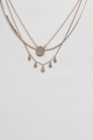 Золотистое многорядное ожерелье с камнями Lipsy - Золотой Lipsy 166748