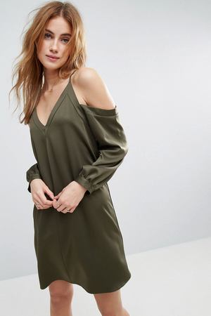 Платье с открытыми плечами ASOS - Зеленый ASOS 113052