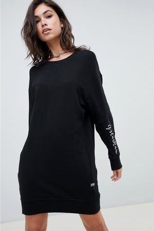 Платье с капюшоном и логотипом на груди G-Star - Черный G-Star Raw 112973 купить с доставкой