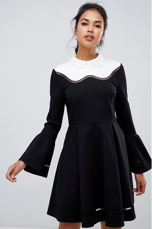 Короткое приталенное платье с кружевной отделкой Ted Baker - Мульти TED BAKER 42608 купить с доставкой